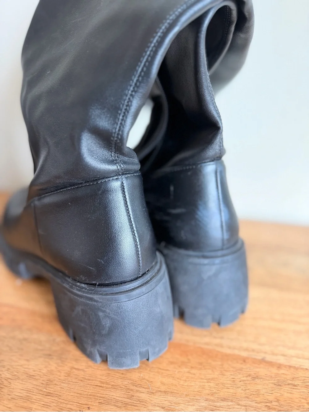 Steve Madden Black Knee-High Lug Sole Boot